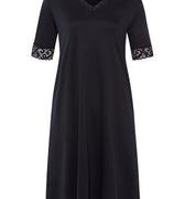 Moments Lace Trim Cotton Nightgown | Black 77040-019